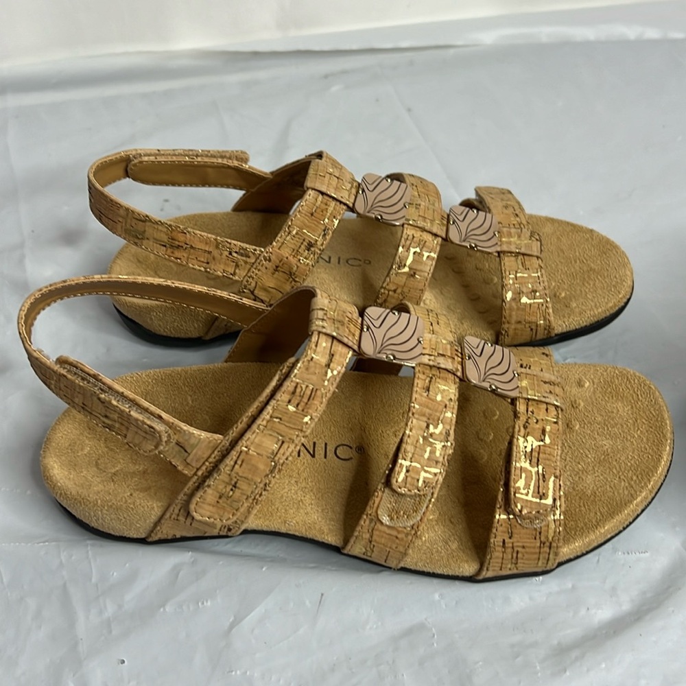 Vionic Amber cork strappy comfort sandal shoe tan flat new 7